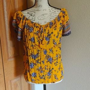 Yellow floral blouse